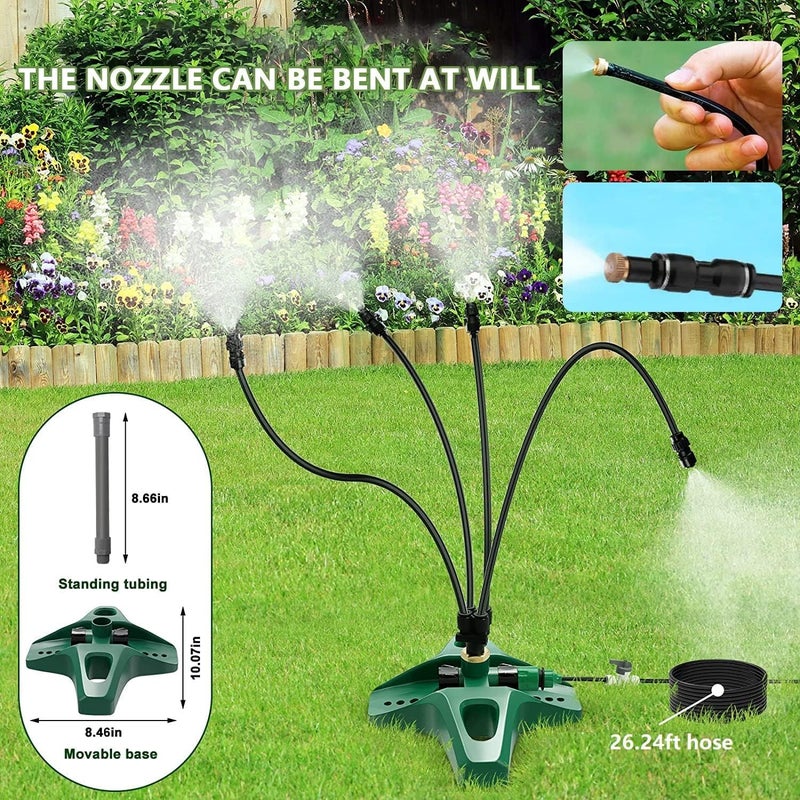 Excefore Standing Misting Cooling System, Standing Misters for Outside Patio, 8M Hose + 4 Brass Nozzles Portable Water Mister Outdoor, Suitable for Cooling, Garden Watering, Outdoor, Beach, BBQ - Image 2
