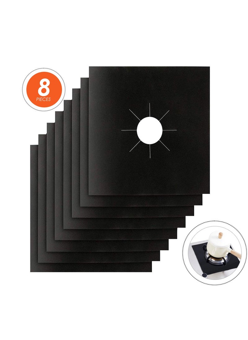 AIWANTO - 8 Pcs Gas Stove Burner Covers Gas Protector Cover Dishwasher Reusable Gas Burner Covers Mat Pad Stovetop Burner Liners Black - Image 1