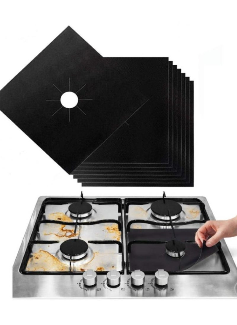 AIWANTO - 8 Pcs Gas Stove Burner Covers Gas Protector Cover Dishwasher Reusable Gas Burner Covers Mat Pad Stovetop Burner Liners Black - Image 1