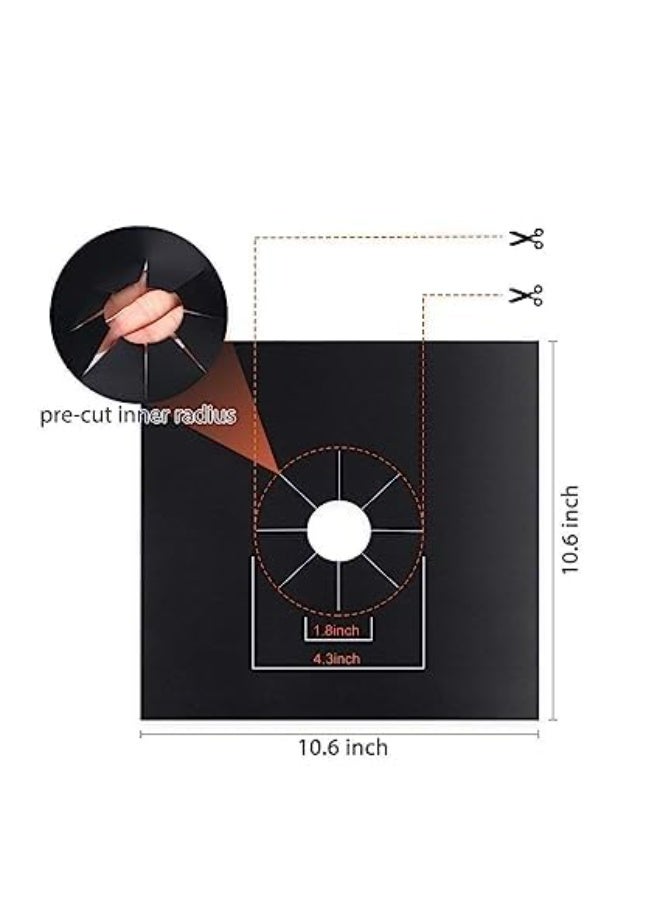 إيونتو واقيات موقد الغاز (عبوة من 8 قطع) - أغطية غير لاصقة قابلة لإعادة الاستخدام، بطانات مقاومة للحرارة من مادة PTFE، سهلة التنظيف وآمنة للاستخدام في غسالة الأطباق، ملحقات مطبخ (أسود) - Image 2