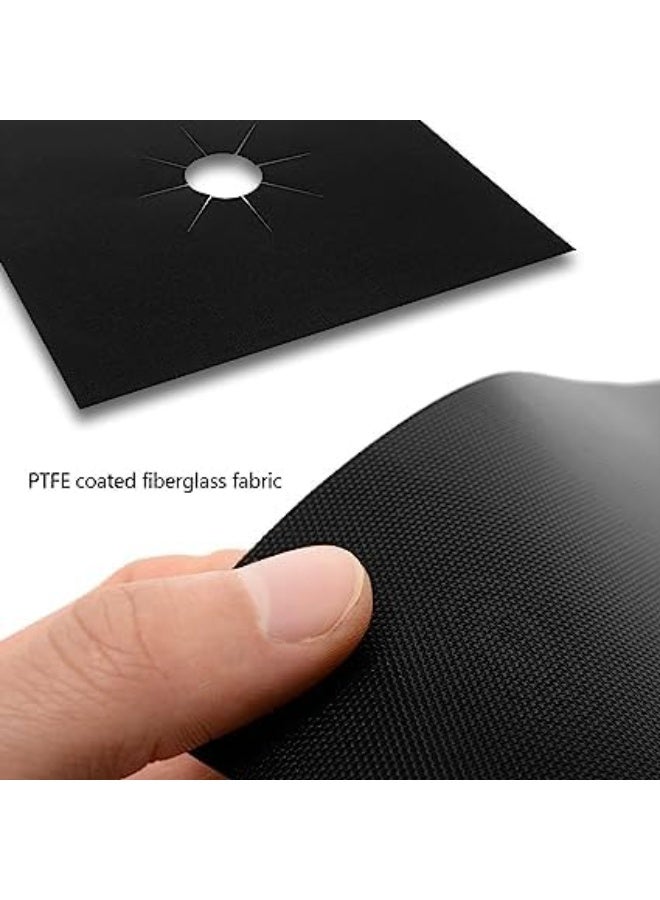 إيونتو واقيات موقد الغاز (عبوة من 8 قطع) - أغطية غير لاصقة قابلة لإعادة الاستخدام، بطانات مقاومة للحرارة من مادة PTFE، سهلة التنظيف وآمنة للاستخدام في غسالة الأطباق، ملحقات مطبخ (أسود) - Image 4