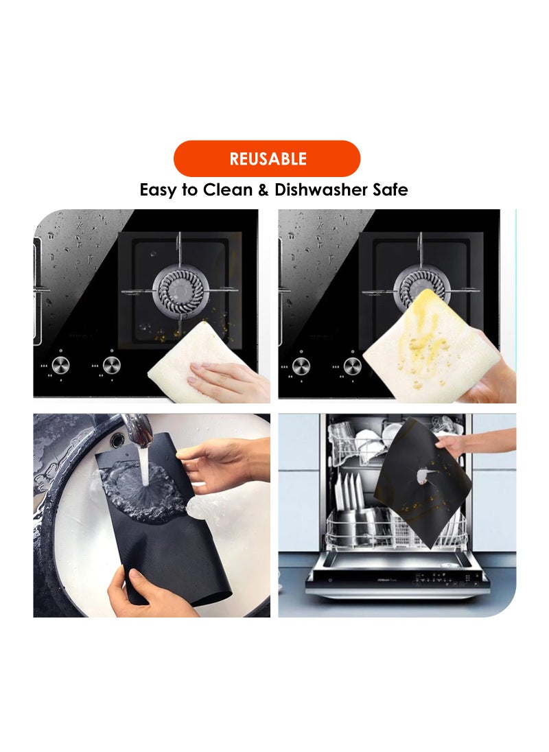 AIWANTO - 8 Pcs Gas Stove Burner Covers Gas Protector Cover Dishwasher Reusable Gas Burner Covers Mat Pad Stovetop Burner Liners Black - Image 1
