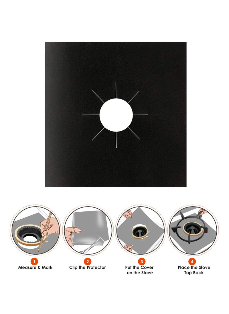 AIWANTO - 8 Pcs Gas Stove Burner Covers Gas Protector Cover Dishwasher Reusable Gas Burner Covers Mat Pad Stovetop Burner Liners Black - Image 1