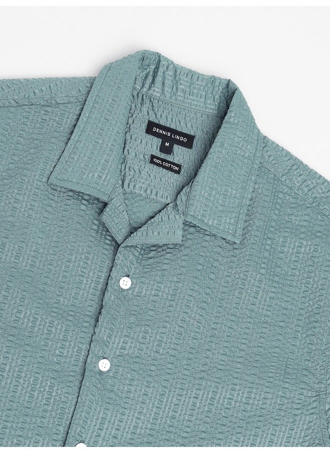 Dennis Lingo - Sage Green Casual Shirt for Men, Regular Fit - Image 1