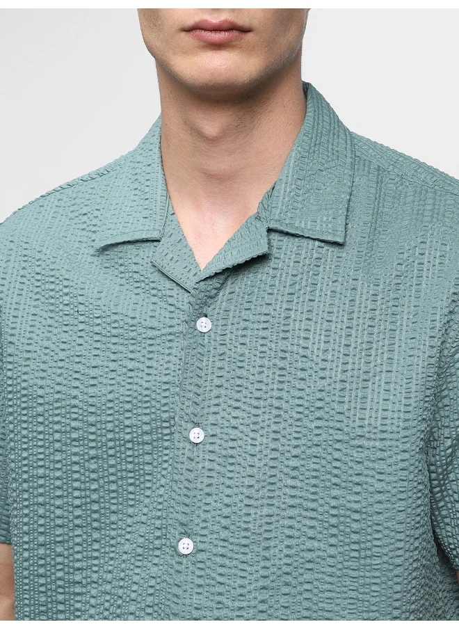 دينيس لينغو Sage Green Casual Shirt for Men, Regular Fit