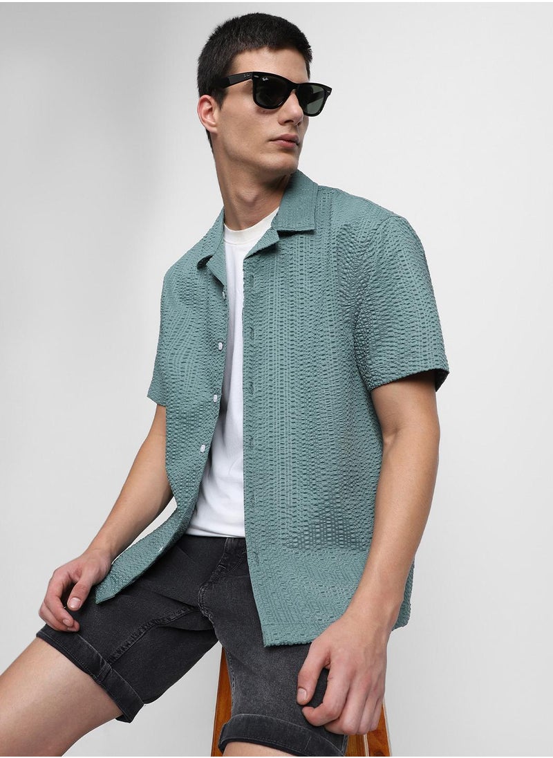 Dennis Lingo - Sage Green Casual Shirt for Men, Regular Fit - Image 1