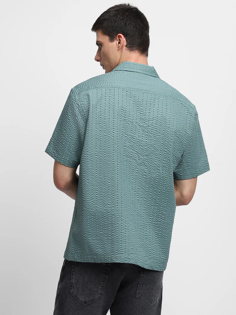 Dennis Lingo Sage Green Casual Shirt for Men, Regular Fit
