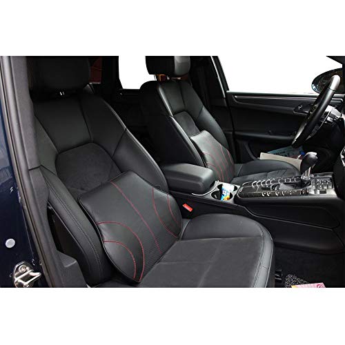 HomDSim PU Soft Leather Lumbar Cushion,Car Seat Lower Back Support Pillow with Soft Memory Foam,Comfortable for Car Driving & Home Office Computer Chairs Back Pain Relief Corrects Posture - Image 2