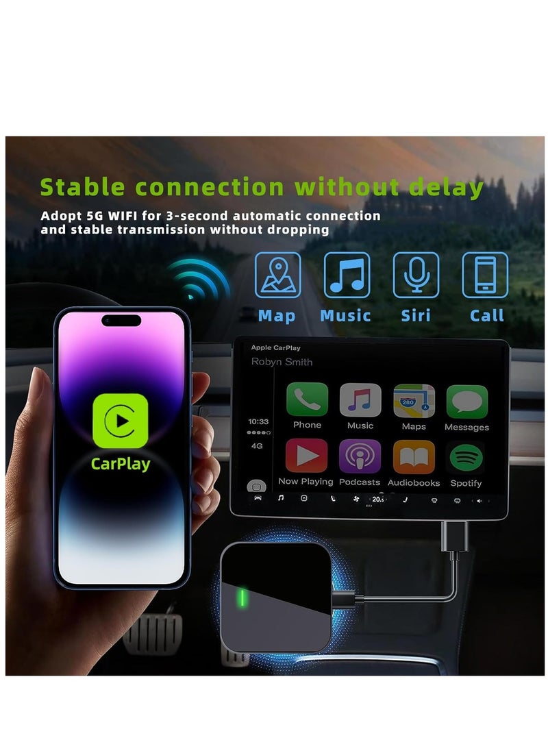 SYOSI - Wireless CarPlay Adapter for iPhone, Wireless Carplay Dongle Converts Factory Cars Wired Carplay to Wireless, Carplay Bluetooth Adapter, WiFi Auto-Connect Online Update, for Cars from 2015 & iOS 9+ - Image 1
