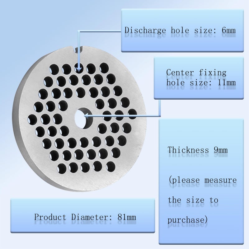 OUSTUE #22 Stainless Steel Meat Grinder Plate Discs Blades Compatible with Meat Grinders,Cutting Disks Heavy Duty (6/25 Hole Plate) - Image 2