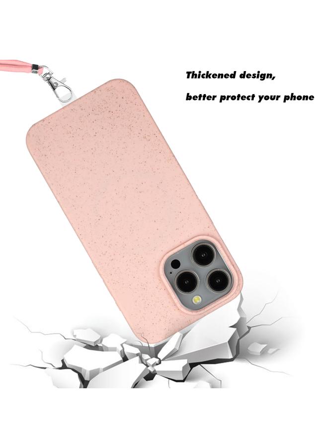 زبون جراب لهاتف iPhone 13 Pro Max مصنوع من مادة القش المغناطيسية MagSafe من القمح + جراب هاتف TPU مع حبل - Image 3