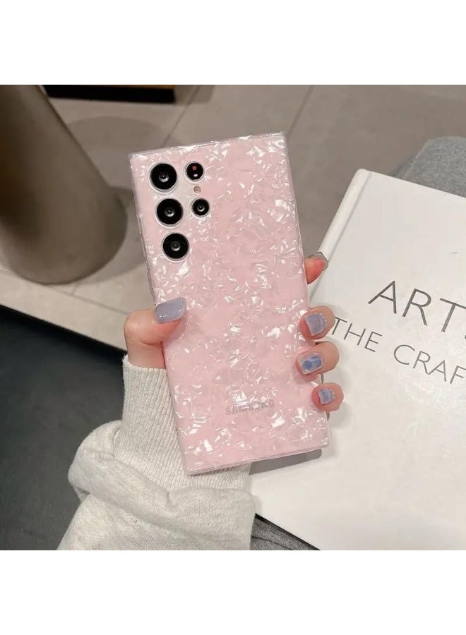 غطاء خلفي لهاتف Galaxy S24 Ultra 5G، بنمط رخامي وردي، تصميم حجري فريد، مقاوم للصدمات، ملائم للجسم، مصنوع من مادة البولي كربونات الصلبة، مناسب للفتيات والنساء والمراهقات - Image 2