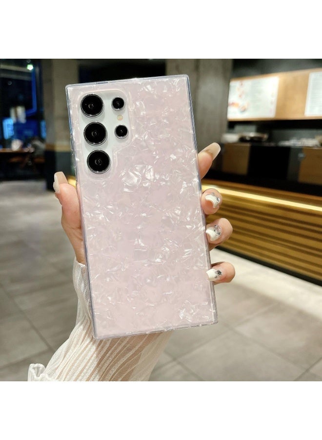 غطاء خلفي لهاتف Galaxy S24 Ultra 5G، بنمط رخامي وردي، تصميم حجري فريد، مقاوم للصدمات، ملائم للجسم، مصنوع من مادة البولي كربونات الصلبة، مناسب للفتيات والنساء والمراهقات - Image 1