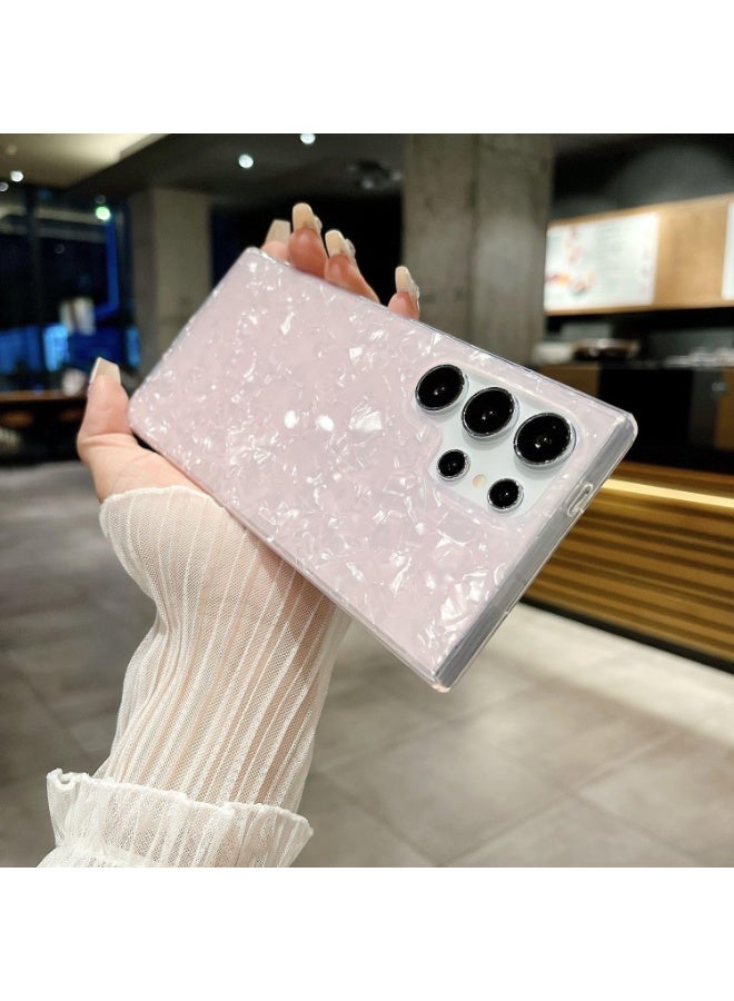 غطاء خلفي لهاتف Galaxy S24 Ultra 5G، بنمط رخامي وردي، تصميم حجري فريد، مقاوم للصدمات، ملائم للجسم، مصنوع من مادة البولي كربونات الصلبة، مناسب للفتيات والنساء والمراهقات - Image 3