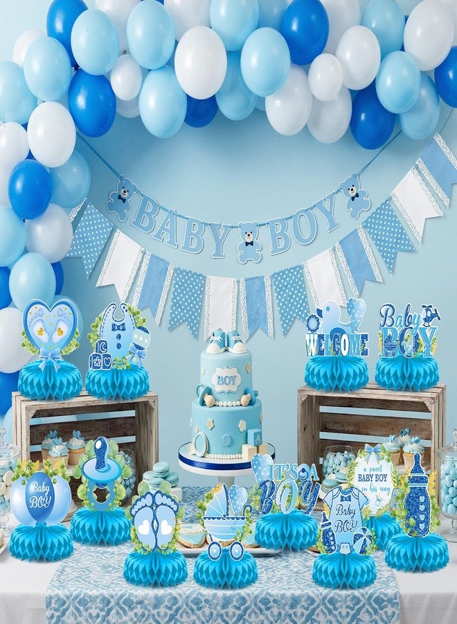 LUUFILx It's a Boy Baby Shower Centerpieces Baby Shower Table Centerpieces Bloom Table Display with Letters A Sweet Baby Boy is on His Way Gender Reveal Decorations for Boy Birthday Supplies (Paper) - Image 3