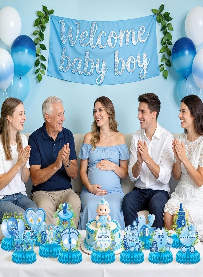 LUUFILx It's a Boy Baby Shower Centerpieces Baby Shower Table Centerpieces Bloom Table Display with Letters A Sweet Baby Boy is on His Way Gender Reveal Decorations for Boy Birthday Supplies (Paper) - Image 2