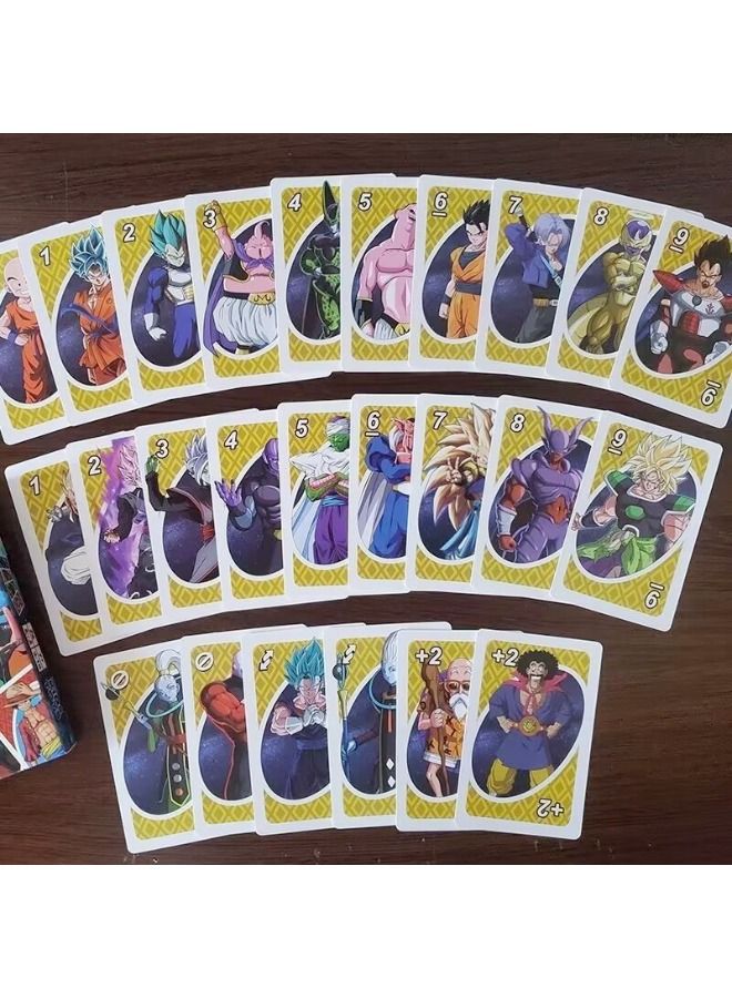 Anime UNO Card Game, Anime Character Themed Collector Deck 112 Cards with Character Images, Including One Piece, Naruto, Dragon Ball, Demon Slayer 4 styles, Gift for Kid, Family and Adult Game Night