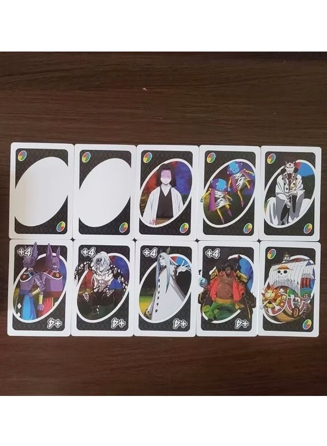Anime UNO Card Game, Anime Character Themed Collector Deck 112 Cards with Character Images, Including One Piece, Naruto, Dragon Ball, Demon Slayer 4 styles, Gift for Kid, Family and Adult Game Night