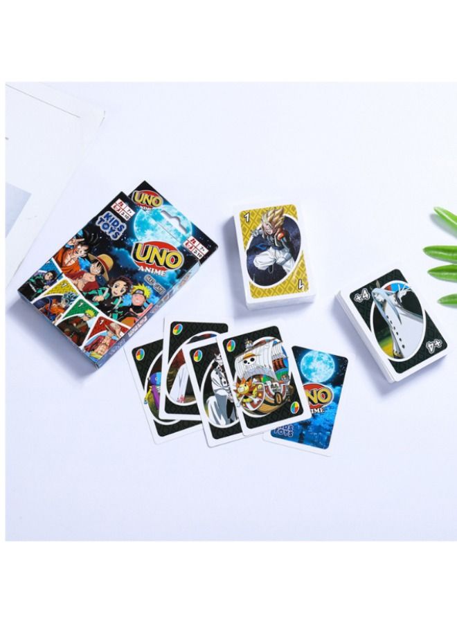 Anime UNO Card Game, Anime Character Themed Collector Deck 112 Cards with Character Images, Including One Piece, Naruto, Dragon Ball, Demon Slayer 4 styles, Gift for Kid, Family and Adult Game Night