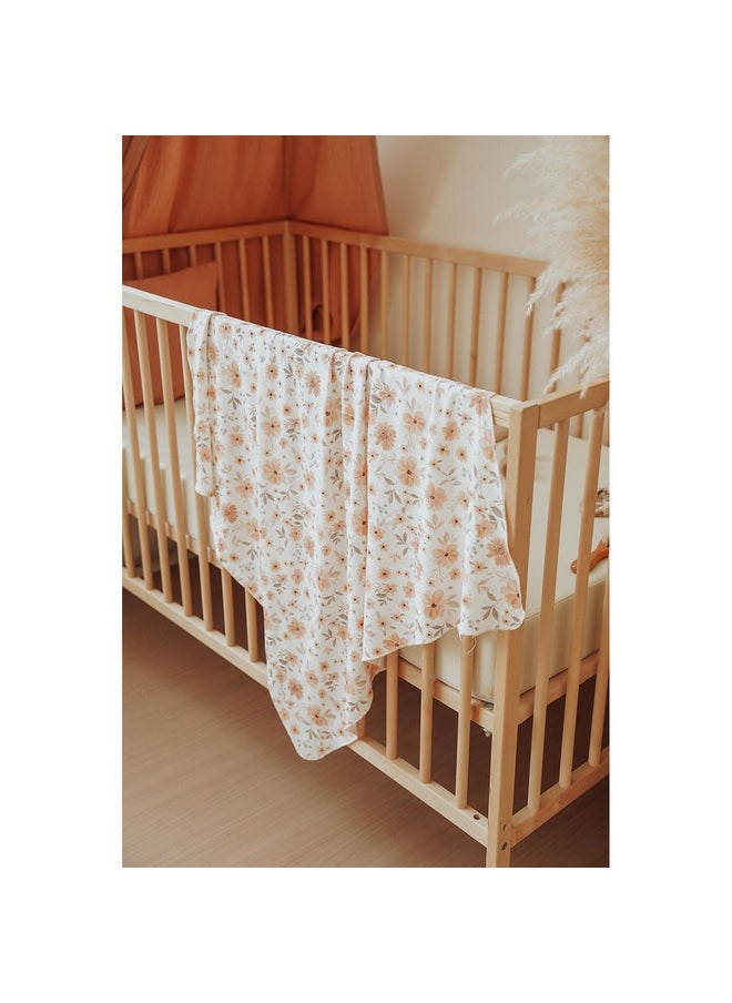 Konssy - Baby Girl Newborn Receiving Blanket With Matching Headband And Beanie Set Baby Swaddle Nursery Swaddle Wrap - Image 1