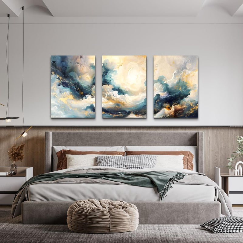 TTHYUEWS Abstract Canvas Wall Decor For Bedroom Wall Art For Living Room Minimalism Ink Paintings Modern Office Wall Decorations Framed Canvas Prints Wall Pictures Artworks Room Home Decor 3 Pieces - Image 3