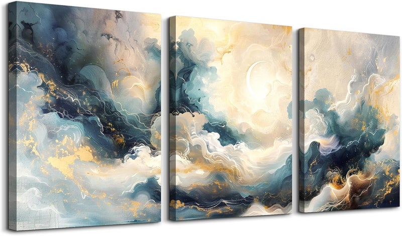 TTHYUEWS Abstract Canvas Wall Decor For Bedroom Wall Art For Living Room Minimalism Ink Paintings Modern Office Wall Decorations Framed Canvas Prints Wall Pictures Artworks Room Home Decor 3 Pieces - Image 1