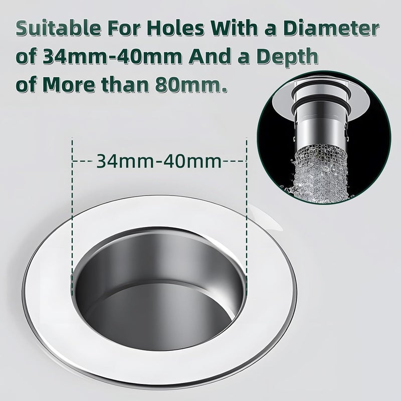 Yopple Yopple Universal Bathroom Sink Stopper Hair Catcher PopUp Sink Drain Filter with Removable Stainless Steel Basket AntiClog Sink Strainer for Kitchen Bathroom Sink Drain  - Image 2