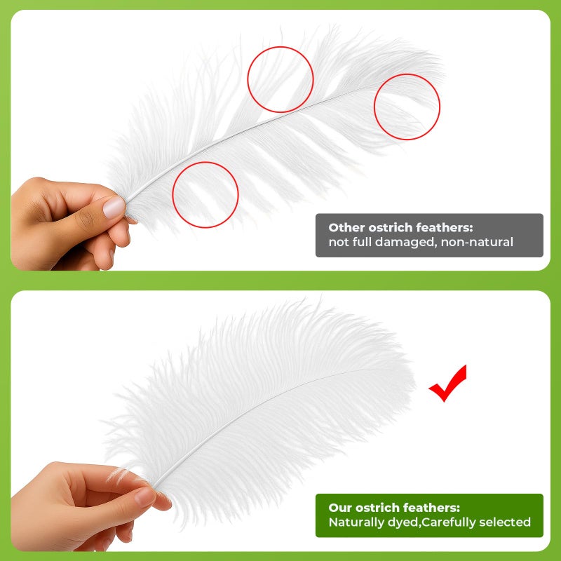 Piokio 20Pcs White Ostrich Feathers 10-12 inch (25-30cm) Bulk Feathers for Home Decoration and DIY Clothes Decoration, Gatsby Decorations - Image 3