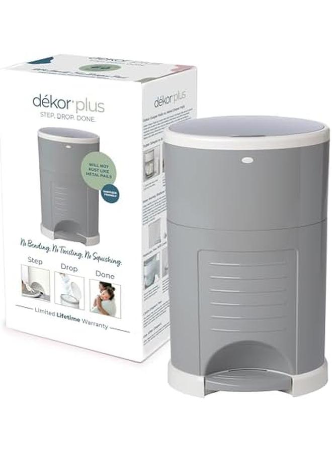 DEKOR Plus Hands Free Diaper Pail Gray Easiest To Use Just Step Drop Done Doesn’T Absorb Odors 20 Second Bag Change Most Economical Refill System Great For Cloth Diapers - Image 2