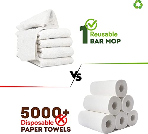 STF Linen Terry Bar Mop Towels (Value Pack of 60) Size 14"x17" (White) – Absorbent and Durable, Multipurpose Cleaning Rags, Cotton Cleaning Towels, Terry Cloth Rags, Reusable Shop Rags - Image 2