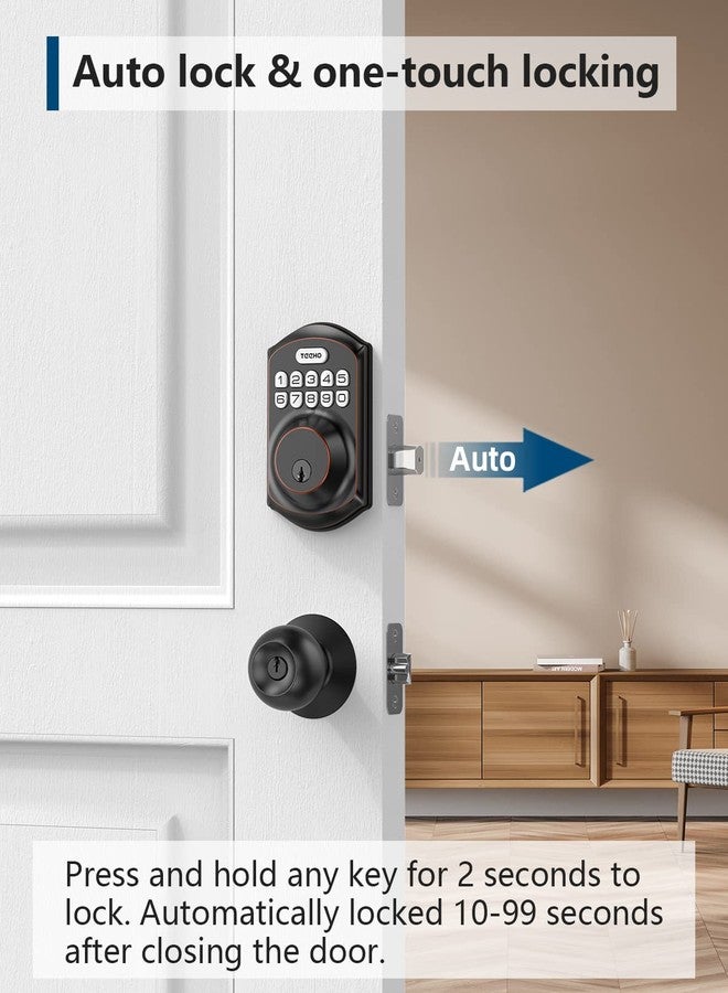 TEEHO TE001 Keyless Entry Door Lock with Keypad - Smart Deadbolt Lock for Front Door with 2 Keys - Auto Lock - Easy Installation - Oil-Rubbed Bronze - Image 3