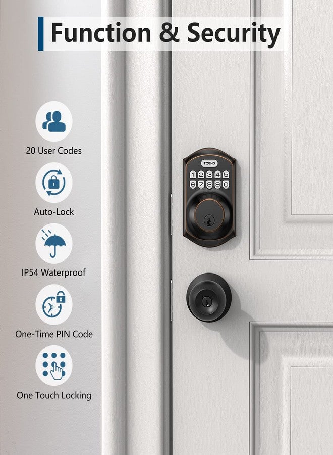 TEEHO TE001 Keyless Entry Door Lock with Keypad - Smart Deadbolt Lock for Front Door with 2 Keys - Auto Lock - Easy Installation - Oil-Rubbed Bronze - Image 5