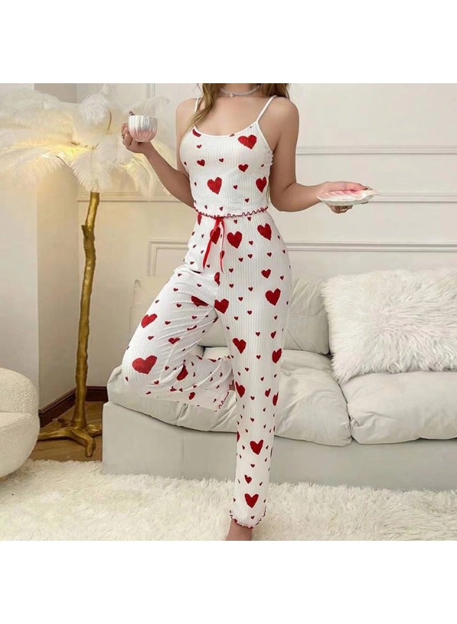 شيبشيب مجموعة بيجامة نسائية ناعمة للنوم - طقم لانجري من قطعتين ببنطال طويل - Image 1