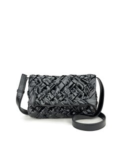 Generic 2024 New Fashionable Trendy BV Oil Wax Silk Scarf Pleated Handicraft Woven Crossbody Single Shoulder Bag Motorcycle Equipment Ac black 