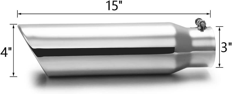 LCGP 3" Inlet Black Exhaust Tip - Universal Bolt On Stainless Steel Diesel Exhaust Tailpipe Tip - Image 2