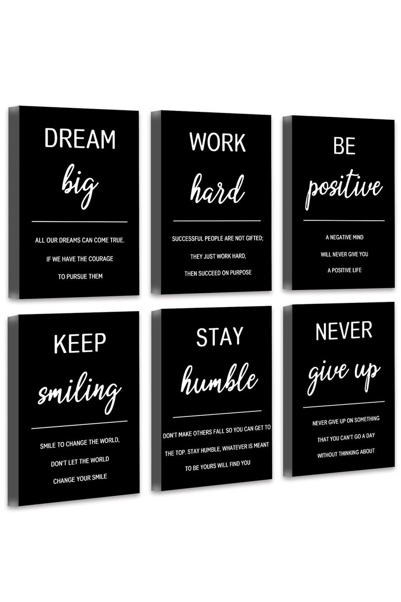 Drsoum Inspirational Office Wall Art Motivational Wall Decor 12” x16” Framed Quotes Wall Art for Living Room Encouraging Canvas Posters for Bedroom Sayings for Wall Decor - Set of 6 (Framed) - Image 1