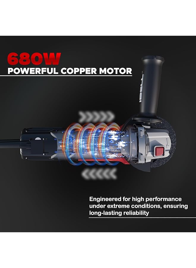 آي بيل ماكينة صنفرة زاوية AG10 68 680W قرص محرك نحاسي عالي التحمل بقطر 100 مم 11000 دورة في الدقيقة مع عجلة صنفرة وواقي… - Image 5