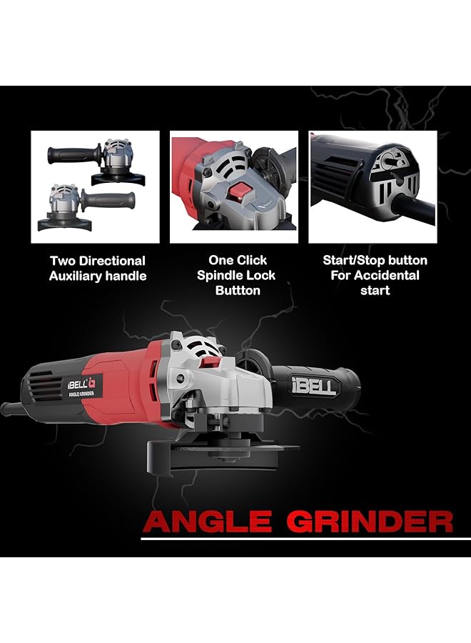 آي بيل ماكينة صنفرة زاوية AG10 68 680W قرص محرك نحاسي عالي التحمل بقطر 100 مم 11000 دورة في الدقيقة مع عجلة صنفرة وواقي… - Image 3