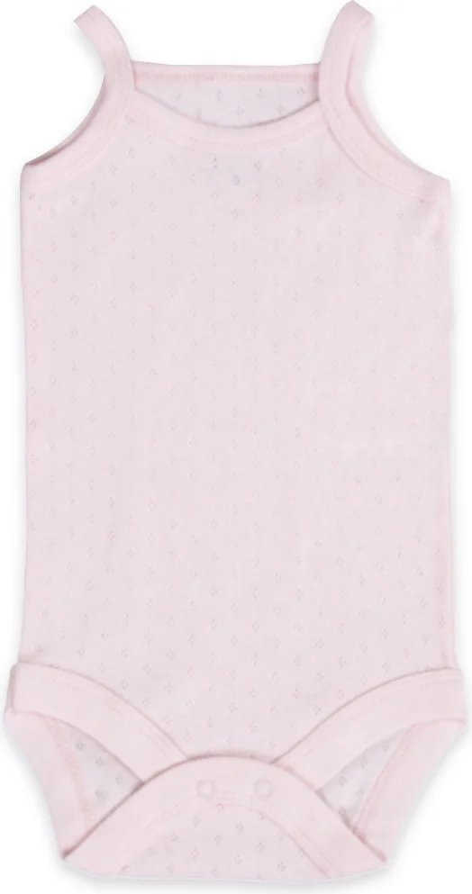 Novibaby 5-Piece Jacquard Rope Strap Baby Bodysuit with Snap Fasteners 100% Cotton - Ecru Pink White