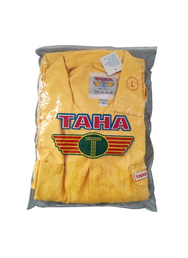 TAHA Twill Fabric Reflective Yellow Coverall - Durable Protective Workwear for Industrial Use, Construction & Hazardous Environments | Size-3XL  - Image 1