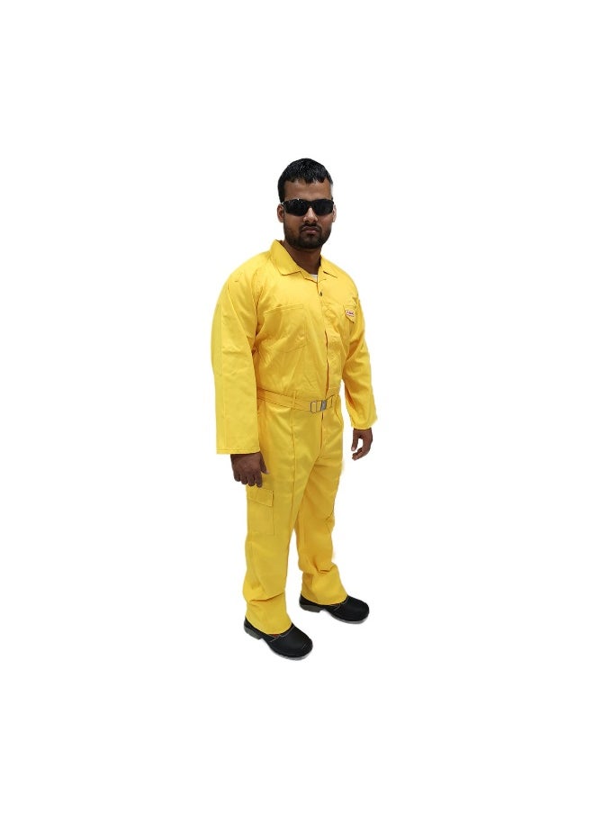 TAHA Twill Fabric Reflective Yellow Coverall - Durable Protective Workwear for Industrial Use, Construction & Hazardous Environments | Size-3XL  - Image 2
