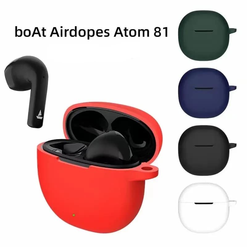 Printme Compatible for Boat Airdopes Atom 81 Case Cover Silicone, Soft, Anti Scratch, Anti Fall, with Hook [Earbuds Not Included] (Black) - Image 2