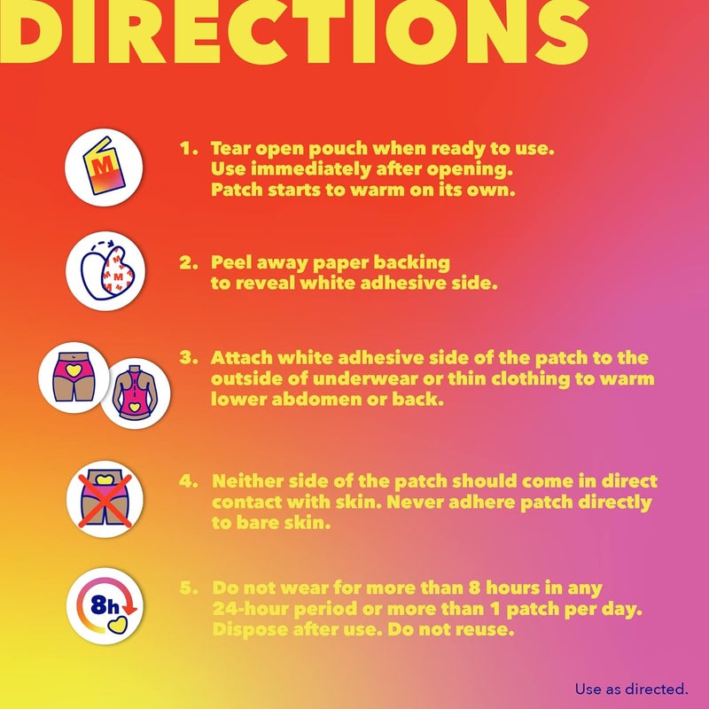 Midol Heat Vibes Menstrual Pain Relief Heat Patches 6 Count Pack for Period Cramps and Backache - Image 5