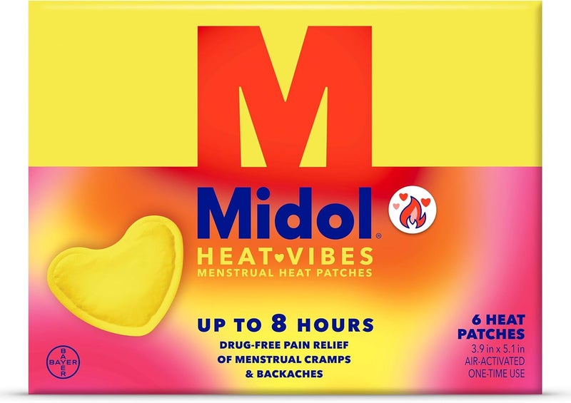 Midol Heat Vibes Menstrual Pain Relief Heat Patches 6 Count Pack for Period Cramps and Backache - Image 1