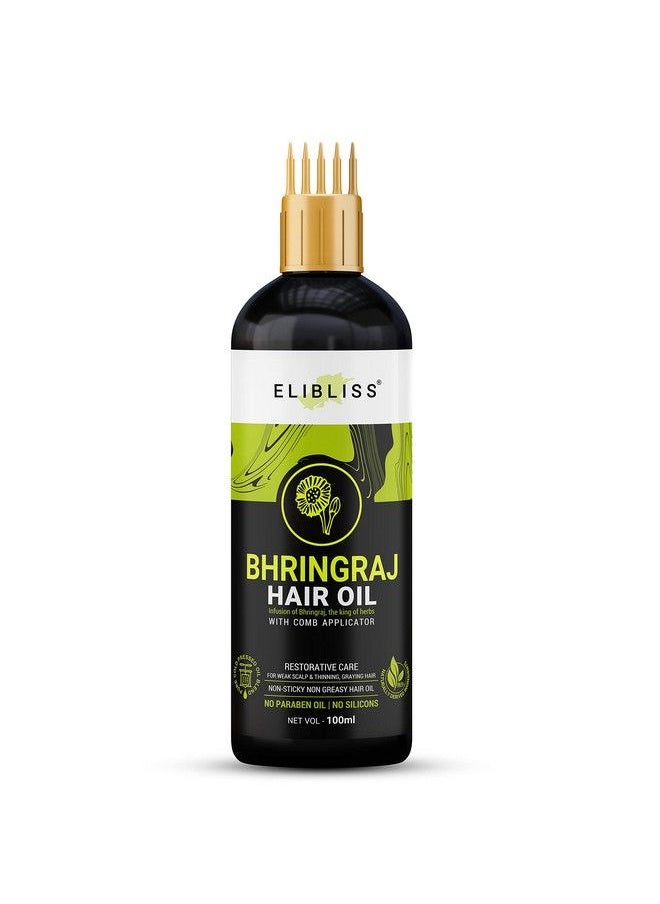 ELIBLISS Bhringraj Hair Oil With Comb Applicator For All Hair Types 100Ml  - Image 1