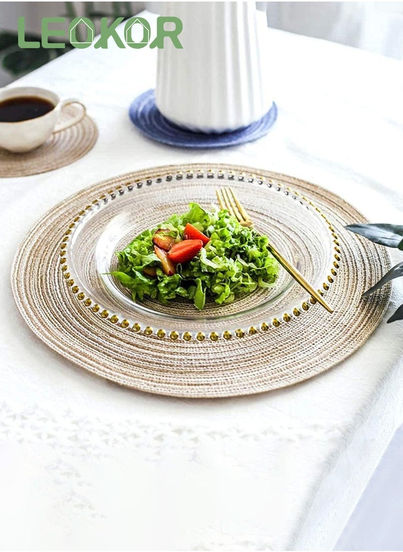 LEOKOR 4 Pack Round Woven Heat Resistant and Anti-Skid Table Mats Kitchen Table Place Mats  - Image 3