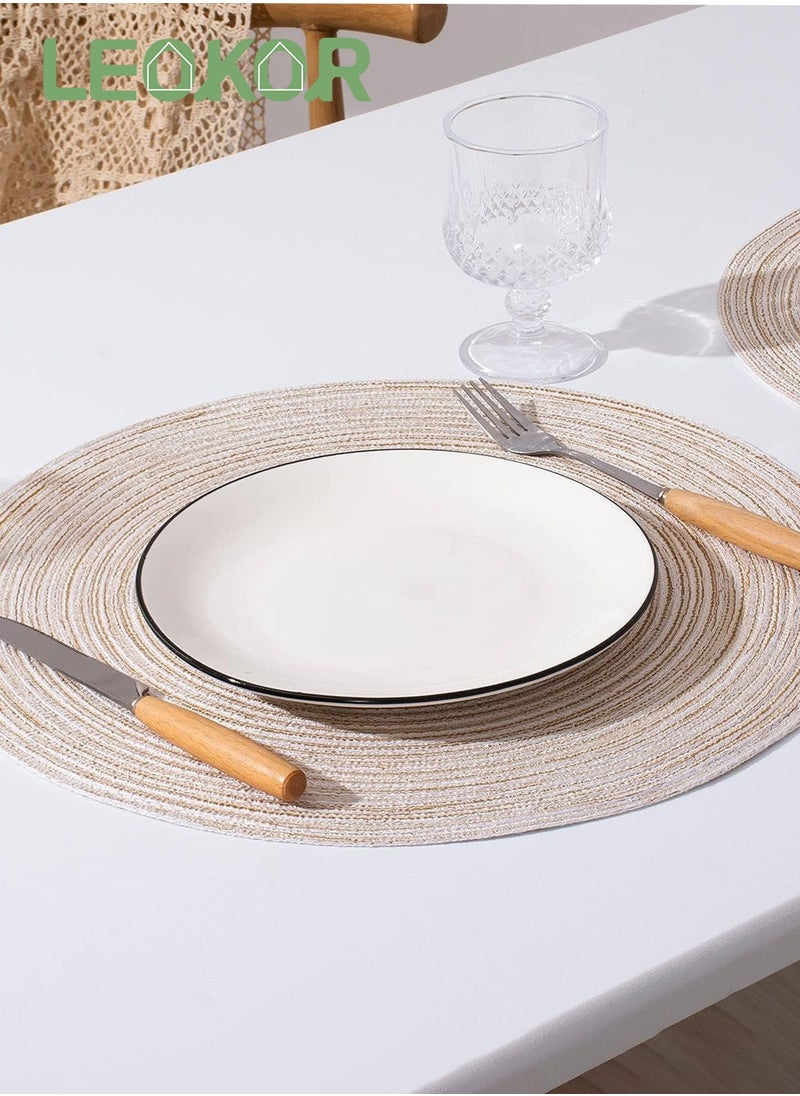 LEOKOR 4 Pack Round Woven Heat Resistant and Anti-Skid Table Mats Kitchen Table Place Mats  - Image 4