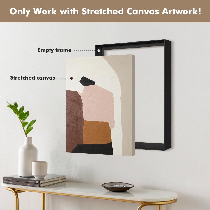 FOLKOR Metal Floating Frame for 36x36 Canvas Oil Paintings, DIY Canvas Frame with 1.5" Deep for Abstract Prints Wall Art/Portrait/Landscape Living Room Bedroom Kitchen Decor (Black) - Image 4