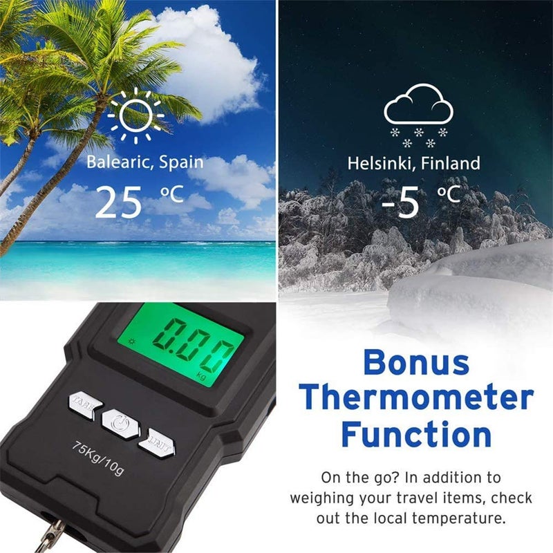 Portable Digital Luggage Scale 75kg/165lb with Tape Measure - Image 4