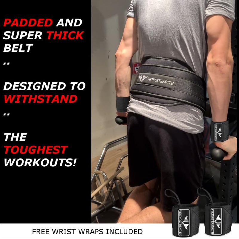 Vikingstrength Dip Belt for Weight Lifting Including Wrist Wraps Premium Padded Dips Belt with Long Chain for Pullups Triceps Weighted belt for Workout Powerlifting VStrength Workout App - Image 3